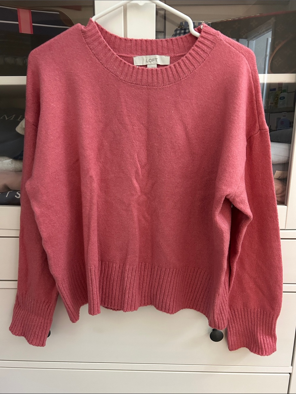 LOFT Relaxed Crewneck Sweater in Rose Pink